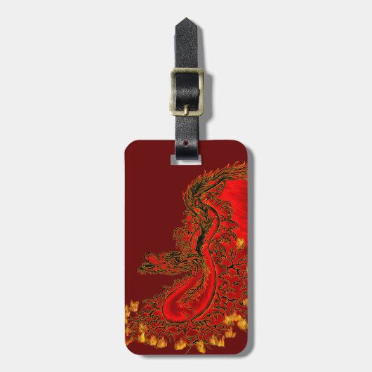 China Dragon red and gold design Bagagelabel (Voorkant verticaal)