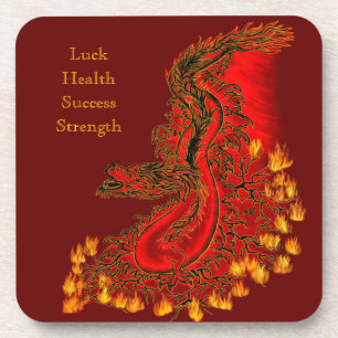 China Dragon red and gold design Bier Onderzetter