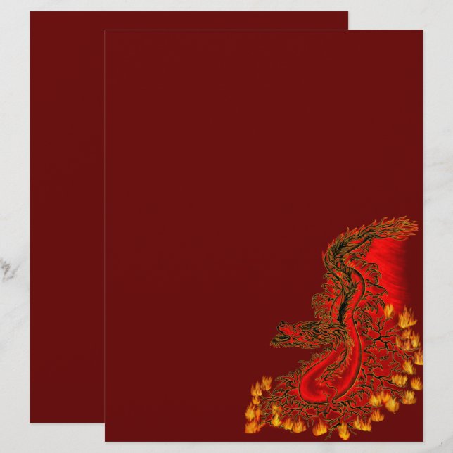 China Dragon red and gold design Briefhoofd (Voorkant / Achterkant)