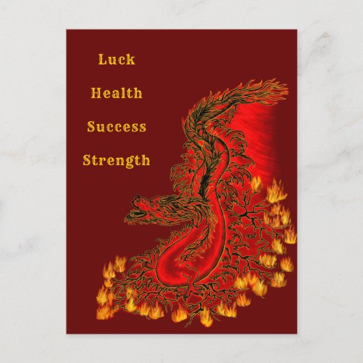 China Dragon red and gold design Briefkaart (Voorkant)