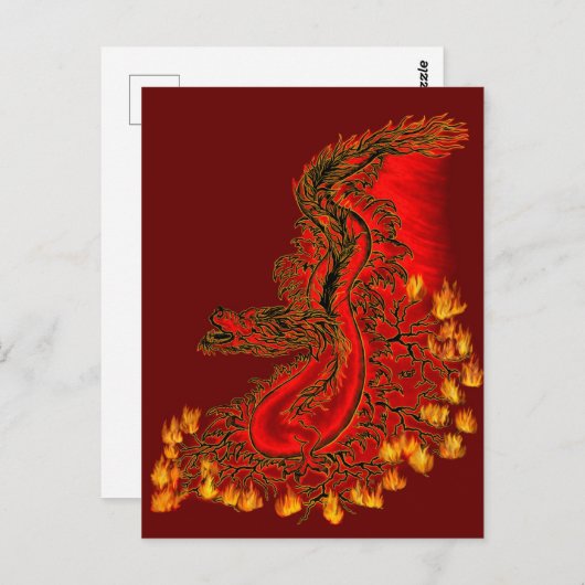 China Dragon red and gold design Briefkaart (Voorkant / Achterkant)