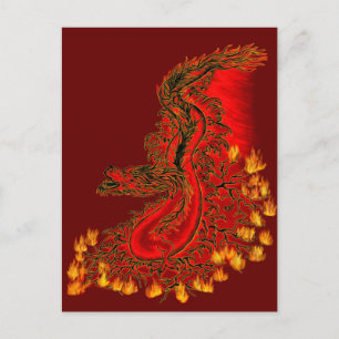 China Dragon red and gold design Briefkaart