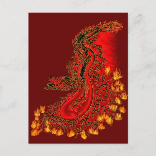 China Dragon red and gold design Briefkaart (Voorkant)
