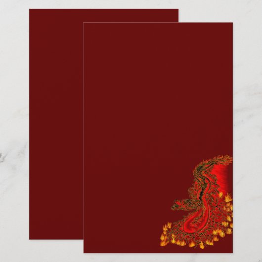 China Dragon red and gold design Briefpapier (Voorkant / Achterkant)