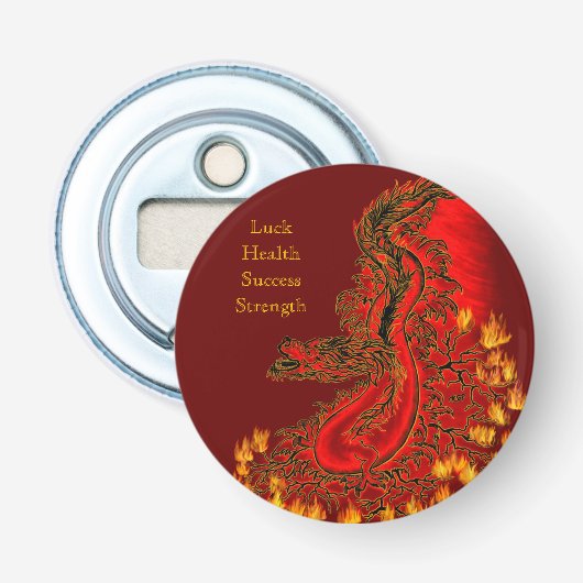 China Dragon red and gold design Button Flesopener (Voorkant)
