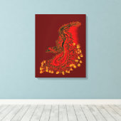 China Dragon red and gold design Canvas Afdruk (Insitu (Houten vloer))