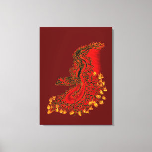 China Dragon red and gold design Canvas Afdruk