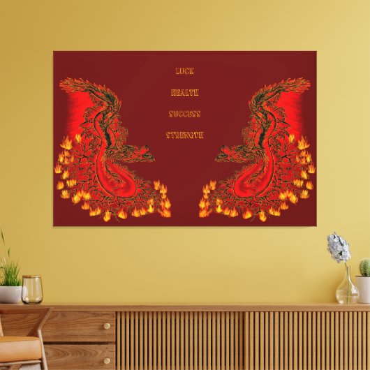 China Dragon red and gold design Canvas Afdruk (Insitu (Woonkamer))