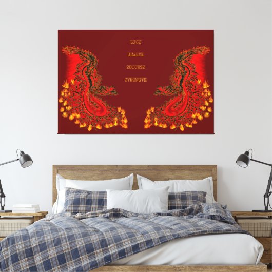China Dragon red and gold design Canvas Afdruk (Insitu (Slaapkamer))