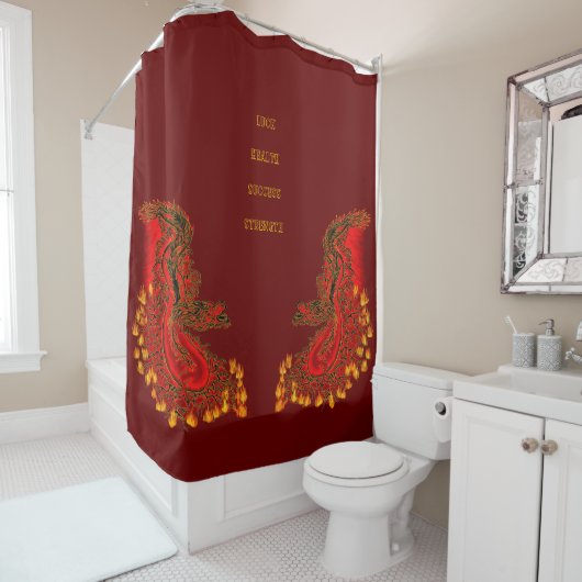 China Dragon red and gold design Douchegordijn (In situ)