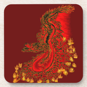 China Dragon red and gold design Drankjes Onderzetter