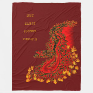 China Dragon red and gold design Fleece Deken