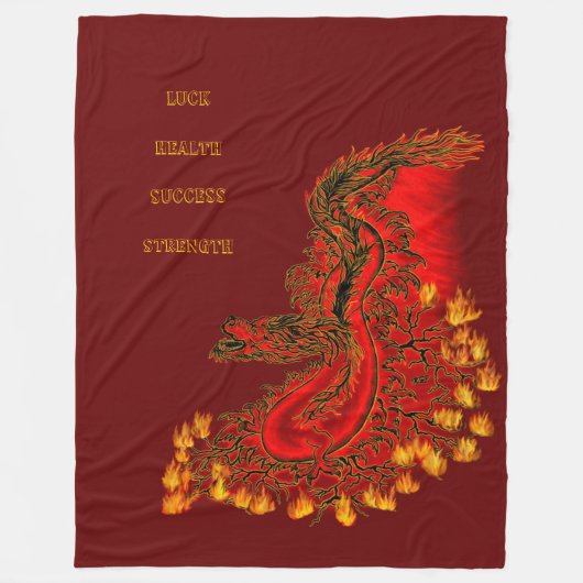 China Dragon red and gold design Fleece Deken (Voorkant)