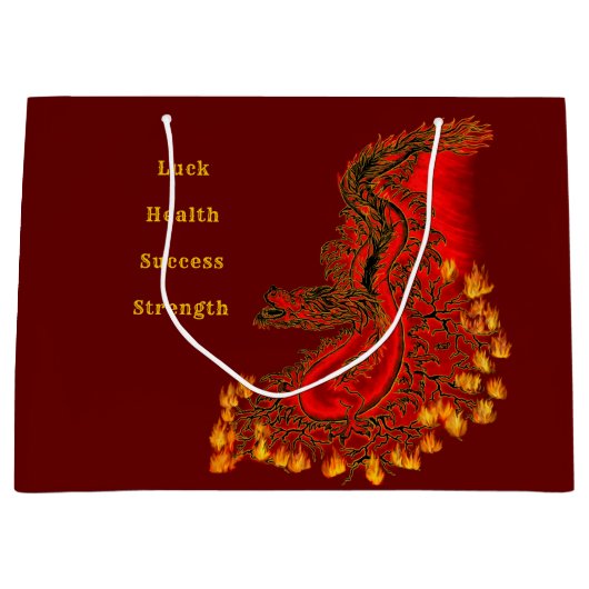 China Dragon red and gold design Groot Cadeauzakje (Voorkant)
