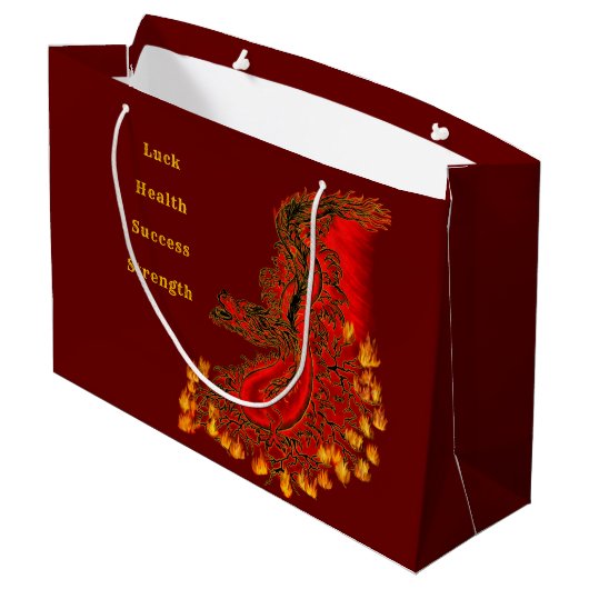 China Dragon red and gold design Groot Cadeauzakje (Achterkant Gekanteld)