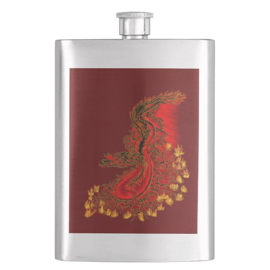 China Dragon red and gold design Heupfles (Voorkant)
