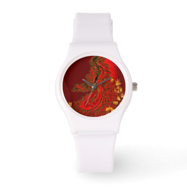 China Dragon red and gold design Horloge (Voorkant)