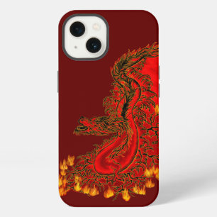 China Dragon red and gold design iPhone 13 Hoesje