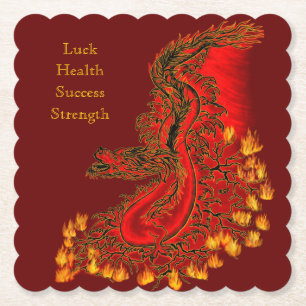 China Dragon red and gold design Kartonnen Onderzetters