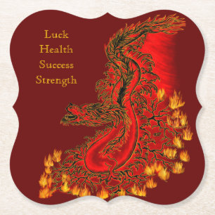 China Dragon red and gold design Kartonnen Onderzetters