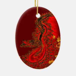 China Dragon red and gold design Keramisch Ornament