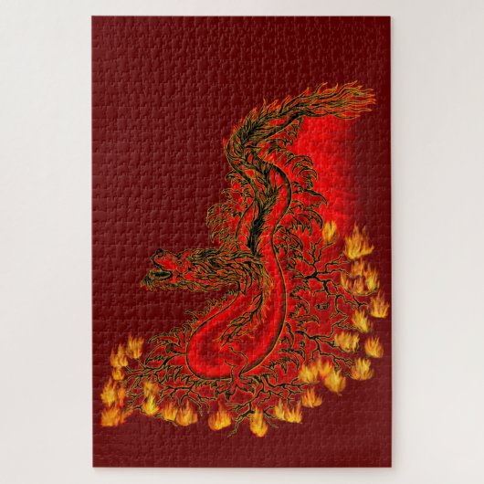 China Dragon red and gold design Legpuzzel (Verticaal)