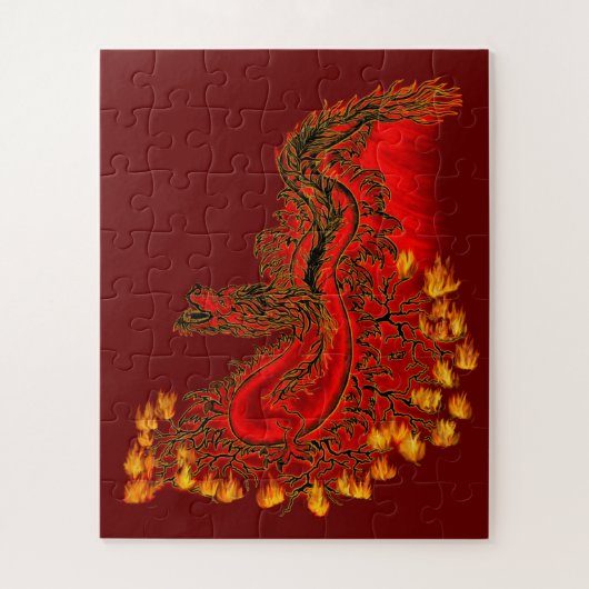 China Dragon red and gold design Legpuzzel (Verticaal)