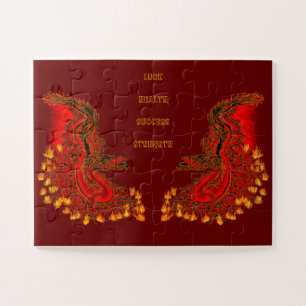 China Dragon red and gold design Legpuzzel
