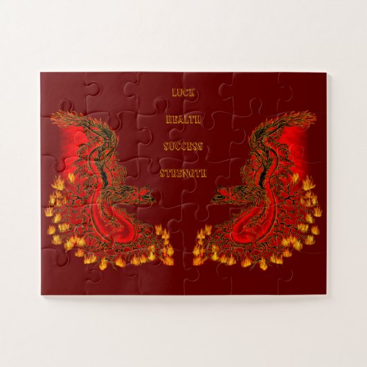 China Dragon red and gold design Legpuzzel (Horizontaal)