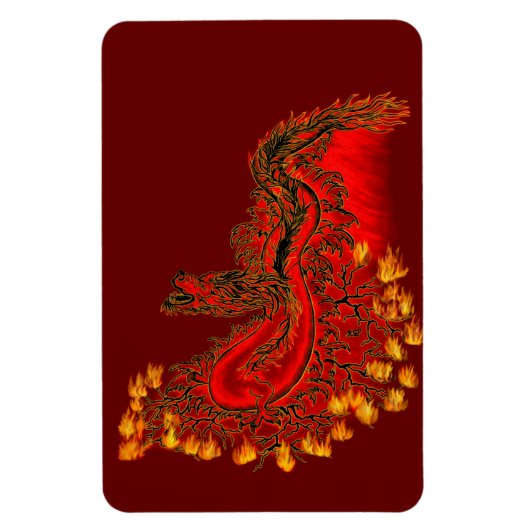 China Dragon red and gold design Magneet (Verticaal)