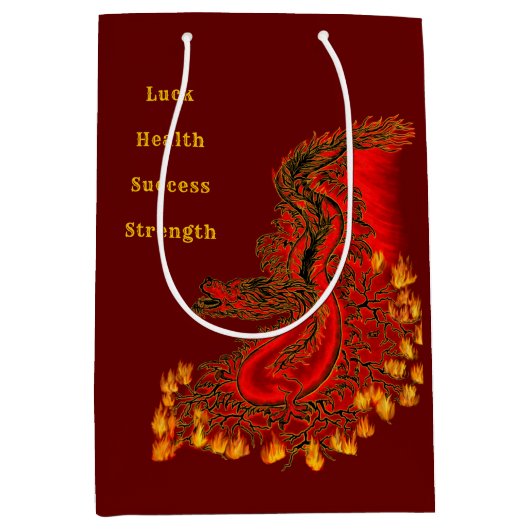 China Dragon red and gold design Medium Cadeauzakje (Voorkant)