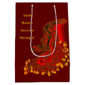 China Dragon red and gold design Medium Cadeauzakje (Achterkant)