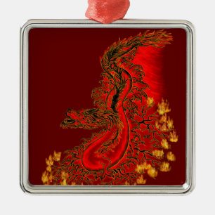China Dragon red and gold design Metalen Ornament
