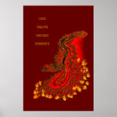 China Dragon red and gold design Poster (Voorkant)