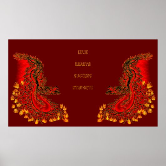 China Dragon red and gold design Poster (Voorkant)