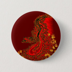 China Dragon red and gold design Ronde Button 5,7 Cm