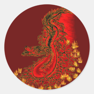 China Dragon red and gold design Ronde Sticker