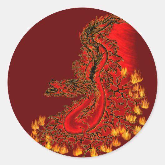 China Dragon red and gold design Ronde Sticker (Voorkant)