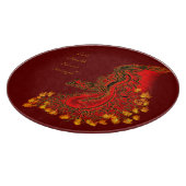 China Dragon red and gold design Snijplank (Hoek)