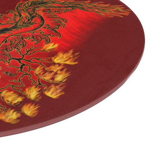 China Dragon red and gold design Snijplank (Hoek)