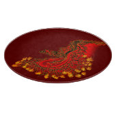 China Dragon red and gold design Snijplank (Hoek)