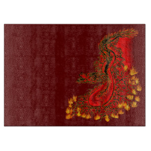 China Dragon red and gold design Snijplank