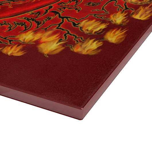 China Dragon red and gold design Snijplank (Hoek)