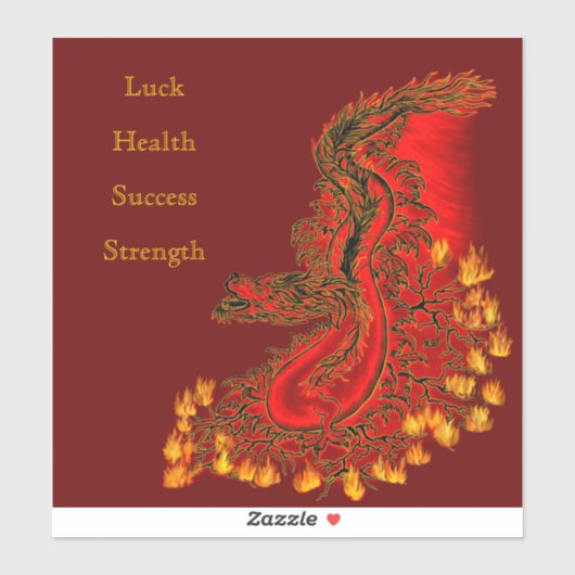 China Dragon red and gold design Sticker (Vel)