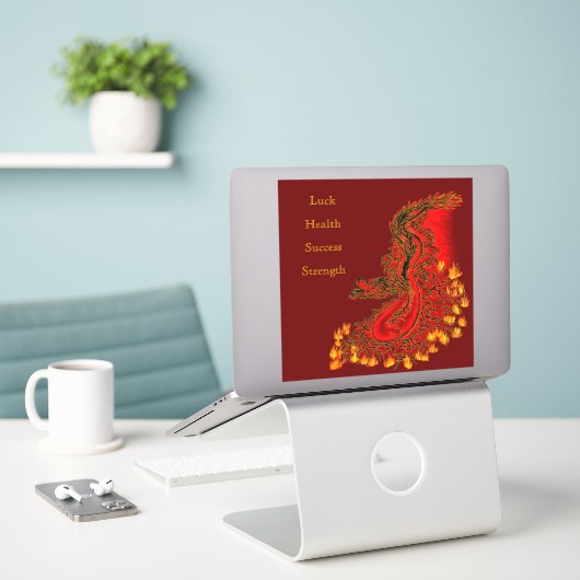 China Dragon red and gold design Sticker (Laptop op bureau)