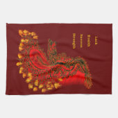 China Dragon red and gold design Theedoek (Horizontaal)