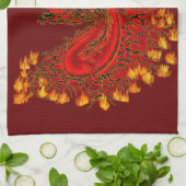 China Dragon red and gold design Theedoek (Gevouwen)