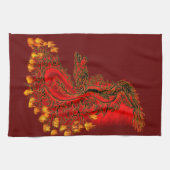 China Dragon red and gold design Theedoek (Horizontaal)