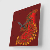 China Dragon red and gold design Vierkante Klok (Hoek)