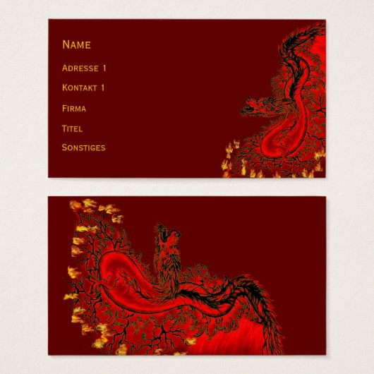 China Dragon red and gold design Visitekaartjes (Voorkant /achterkant)